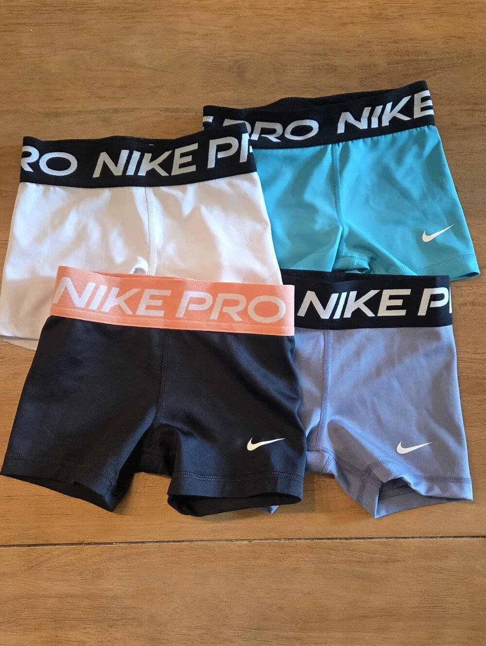 Nike Kids Pro Shorts - White, Black, Aqua, Light Purple